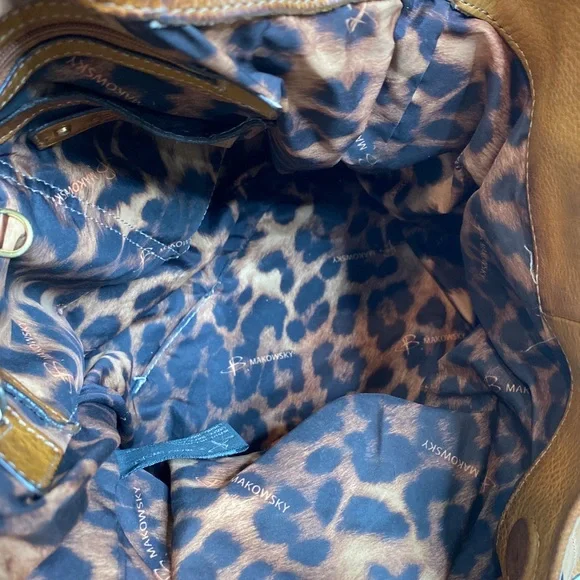 B Makowsky leather Tan Multicolored handbag Shoulder Gold Hardware A021121 - Picture 5 of 10